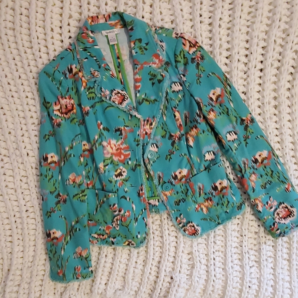 Teal floral blazer